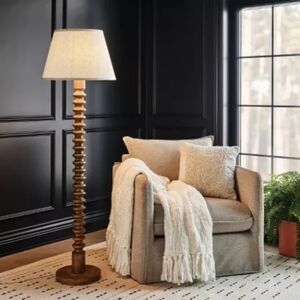 🌟 Threshold Mid Tone Wood Floor Lamp • Modern Home Lighting • New 🌟
